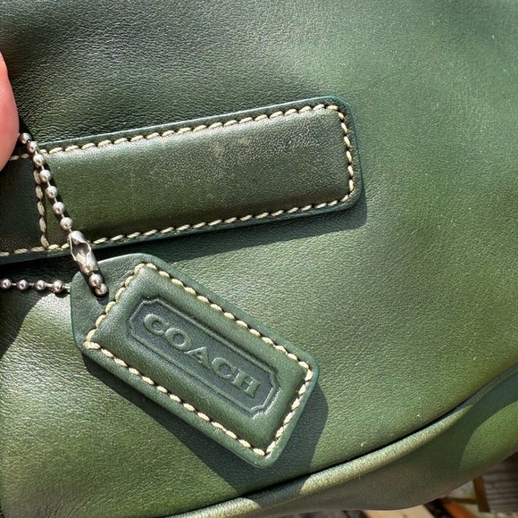 Coach Hampton Lunch Tote Handbag Bottle Green 2002 Leather 7776 Hangtag - Picture 3 of 9